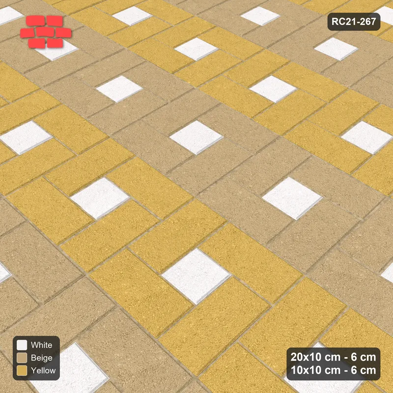 Interlock (Pasco) 20x10 cm · RC21-267 · Pinwheel CW, 10x10 Centres, Row Bands - Golden Sand · Side view
