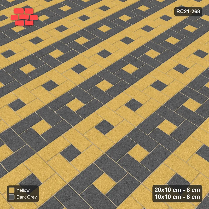 Interlock (Pasco) 20x10 cm · RC21-268 · Pinwheel ACW, 10x10 Centres, Column Bands - Mustard Slate · Side view