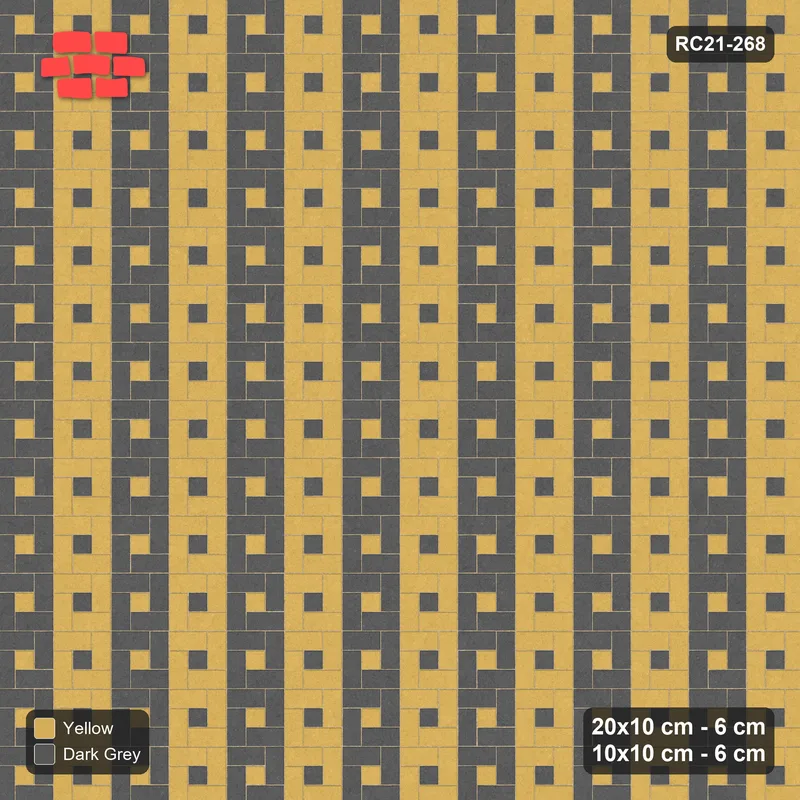 Interlock (Pasco) 20x10 cm · RC21-268 · Pinwheel ACW, 10x10 Centres, Column Bands - Mustard Slate · Top view