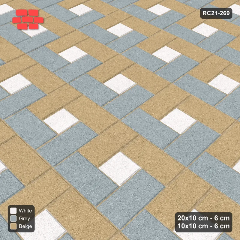 Interlock (Pasco) 20x10 cm · RC21-269 · Pinwheel CW, 10x10 Centres, Alternating Planks - Coastal · Side view