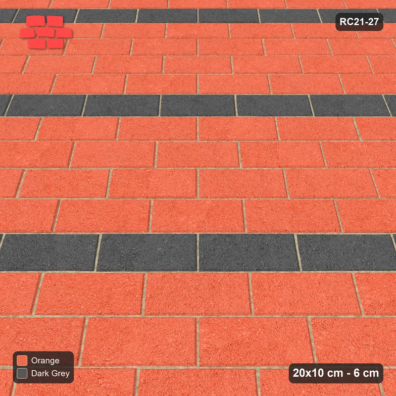 Interlock (Pasco) 20x10 cm · RC21-27 · Diagonal Running Bond, Slate Courses · Side view