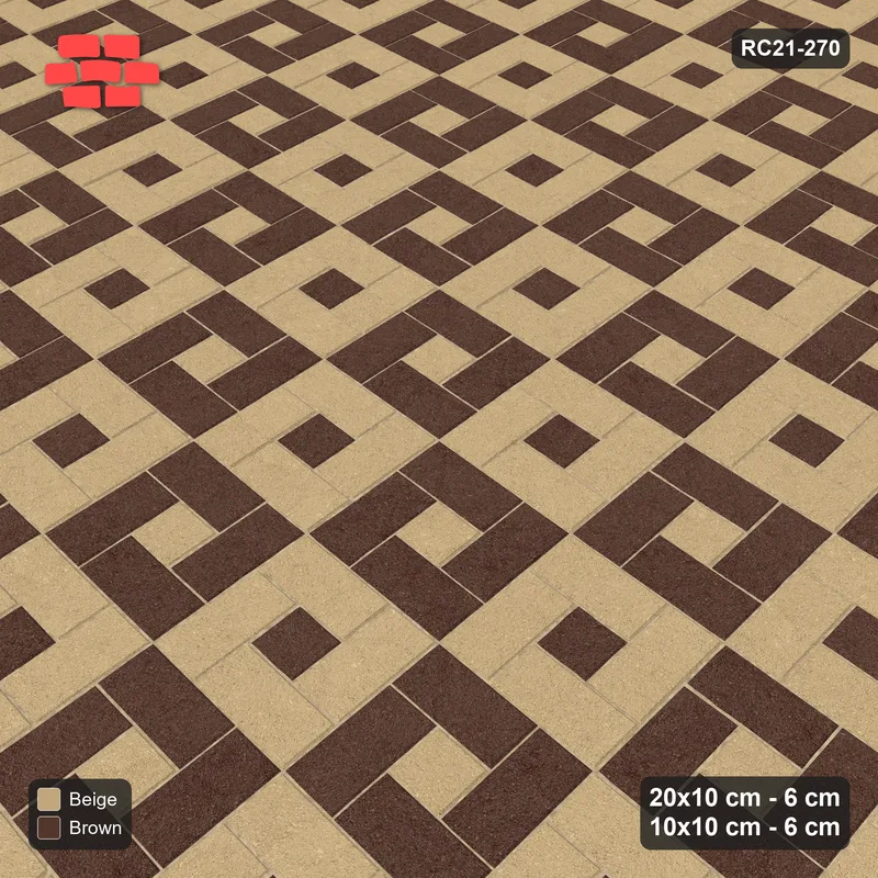 Interlock (Pasco) 20x10 cm · RC21-270 · Pinwheel ACW, Module Chequer + Kerb - Sandstone · Side view