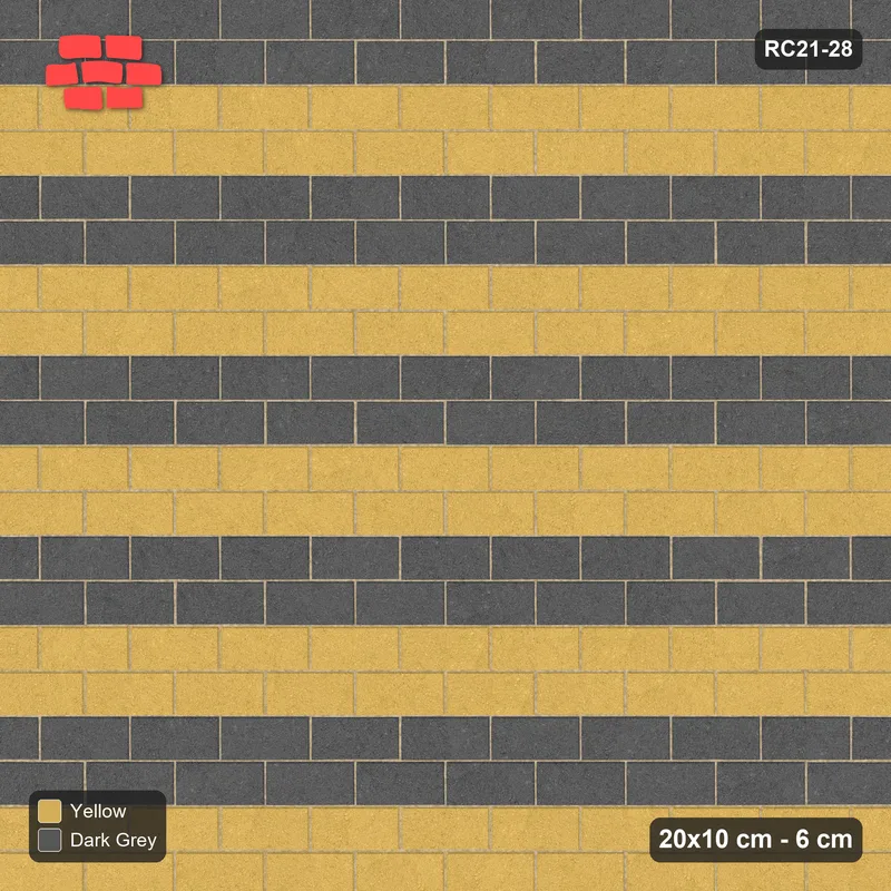 Interlock (Pasco) 20x10 cm · RC21-28 · Running Bond, Paired Slate Courses, Kerb Frame · Top view