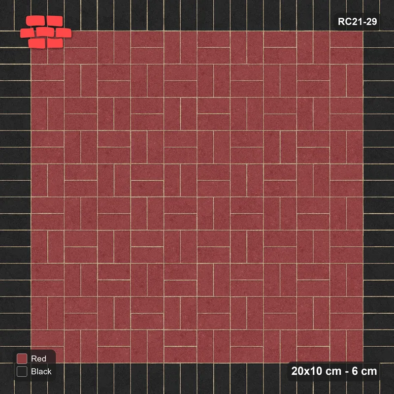 Interlock (Pasco) 20x10 cm · RC21-29 · Basketweave Field, Black Soldier Border · Top view