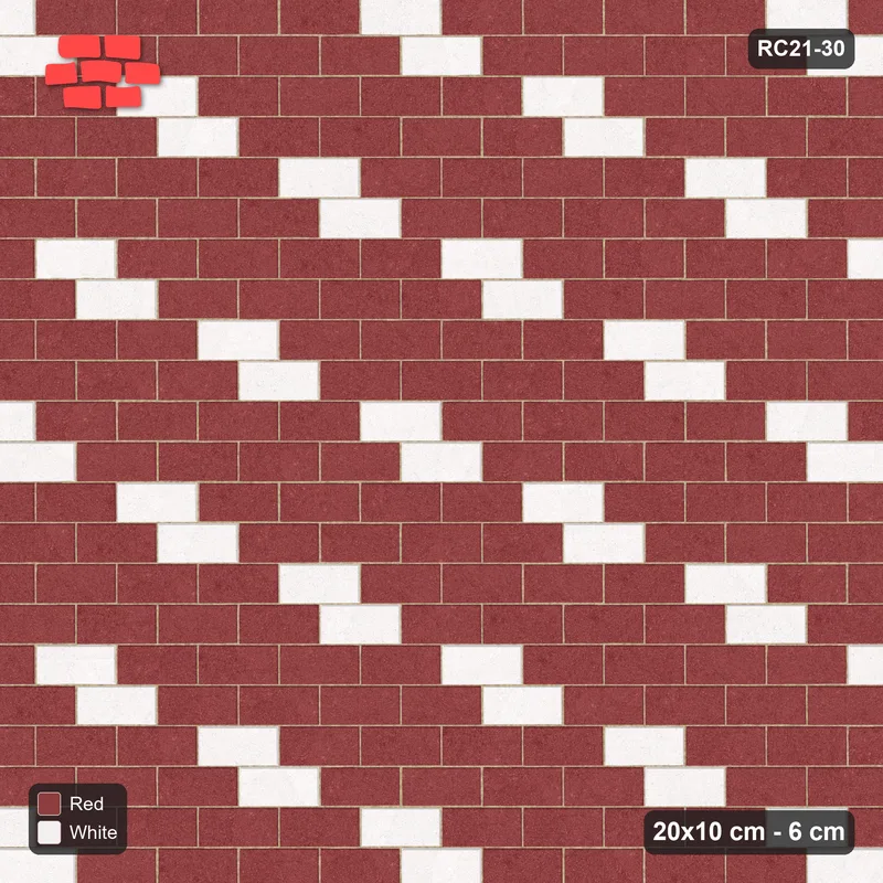 Interlock (Pasco) 20x10 cm · RC21-30 · Running Bond, Diagonal Ivory Steps · Top view
