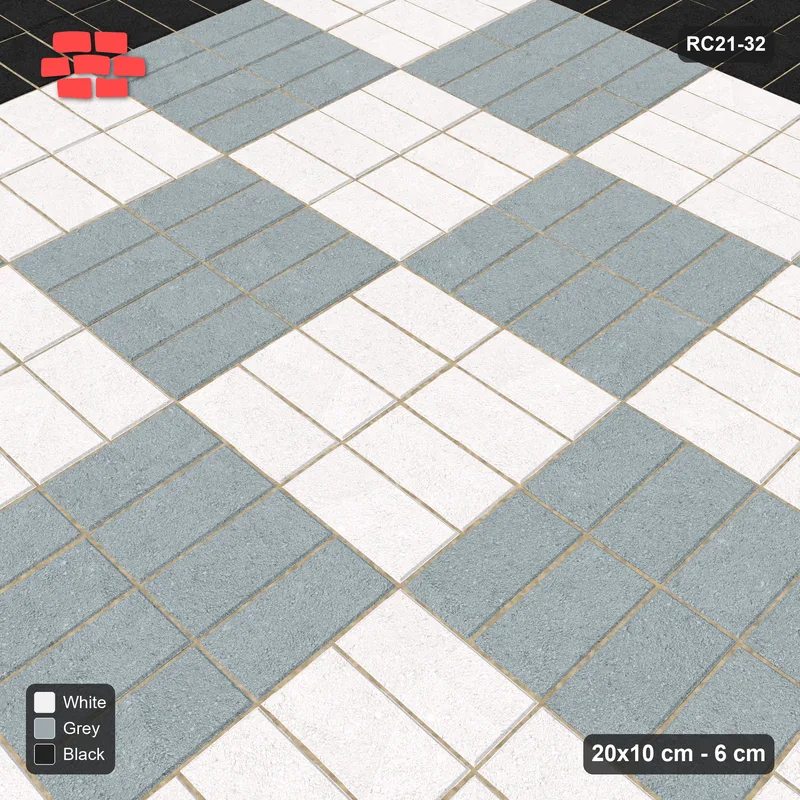 Interlock (Pasco) 20x10 cm · RC21-32 · Panel Chequer, Double Black Border · Side view