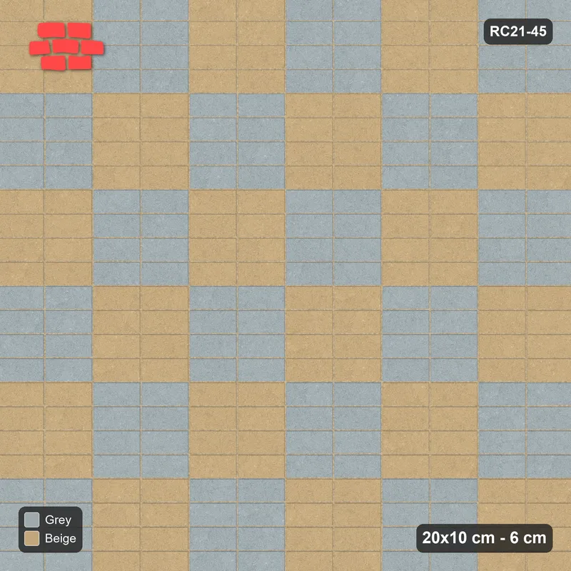 Interlock (Pasco) 20x10 cm · RC21-45 · Stack Bond, 40 cm Chequer · Top view
