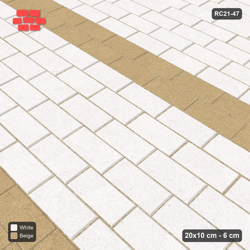 Interlock (Pasco) 20x10 cm · RC21-47 · Running Bond 1/4, Twin Sand Bands · Side view