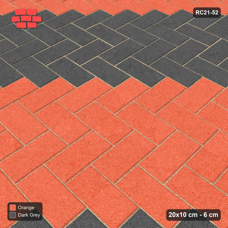 Interlock (Pasco) 20x10 cm · RC21-52 · Herringbone 90, Diagonal Stripes 2x · Side view