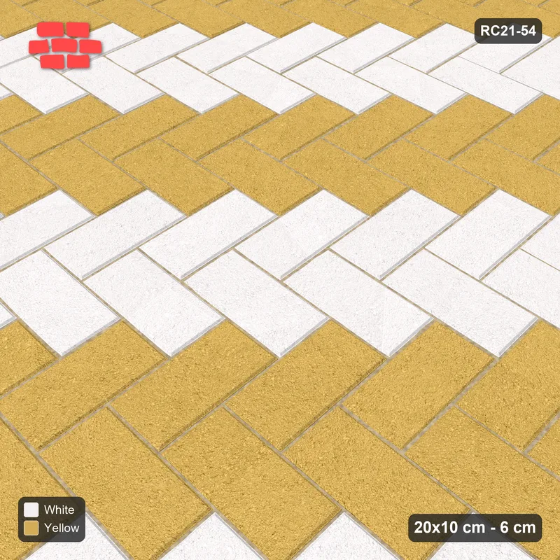 Interlock (Pasco) 20x10 cm · RC21-54 · Herringbone 90, Diagonal Stripes 1x · Side view