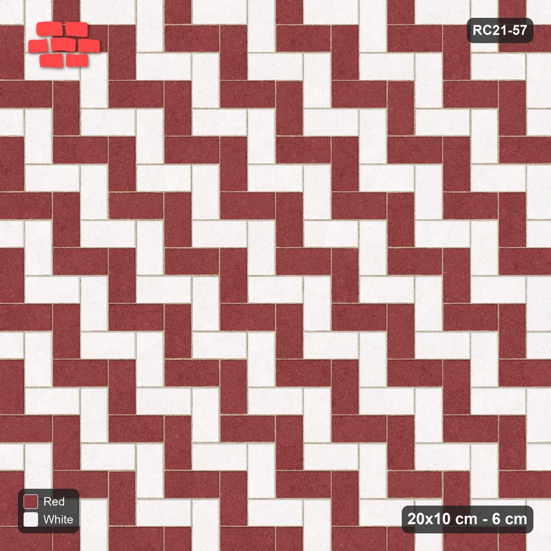 Interlock (Pasco) 20x10 cm · RC21-57 · Herringbone 90, Diagonal Stripes 1x · Top view