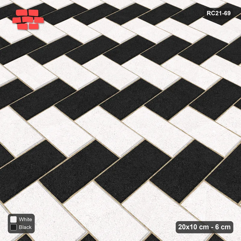Interlock (Pasco) 20x10 cm · RC21-69 · Herringbone 90, Two-Tone · Side view
