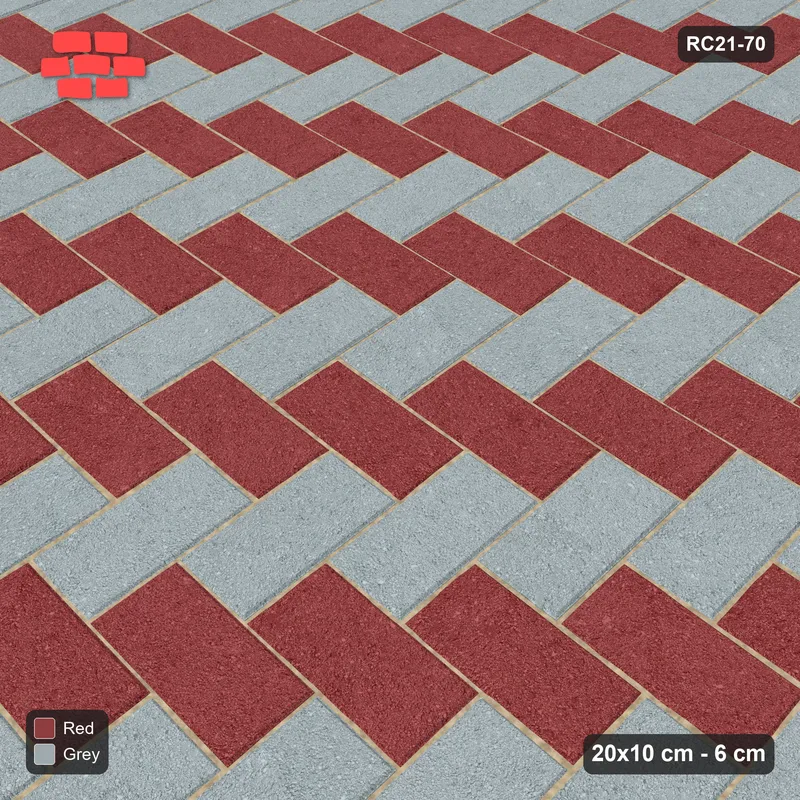 Interlock (Pasco) 20x10 cm · RC21-70 · Herringbone 90, Two-Tone · Side view