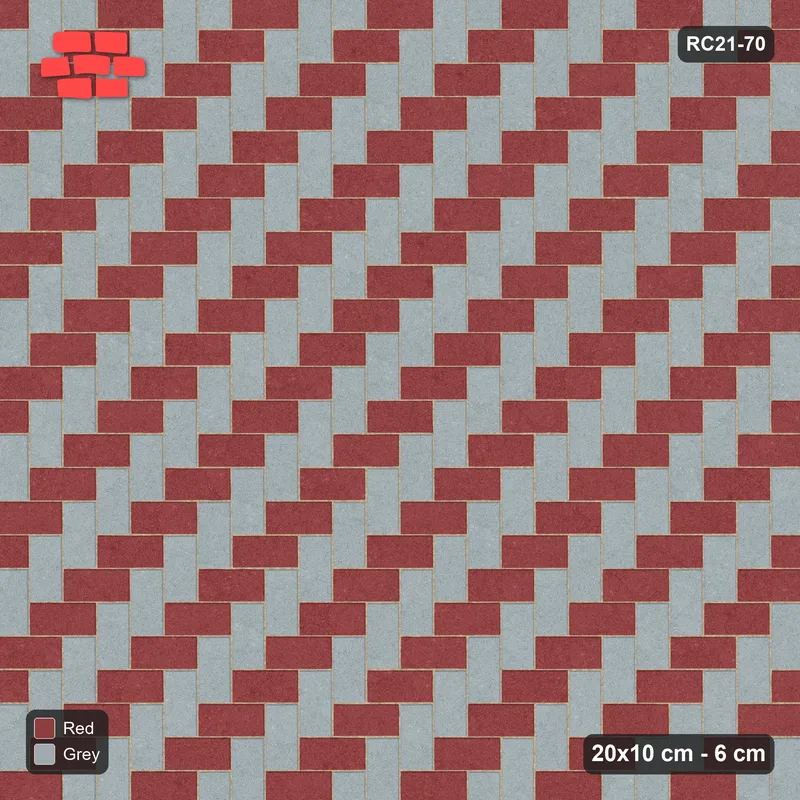 Interlock (Pasco) 20x10 cm · RC21-70 · Herringbone 90, Two-Tone · Top view