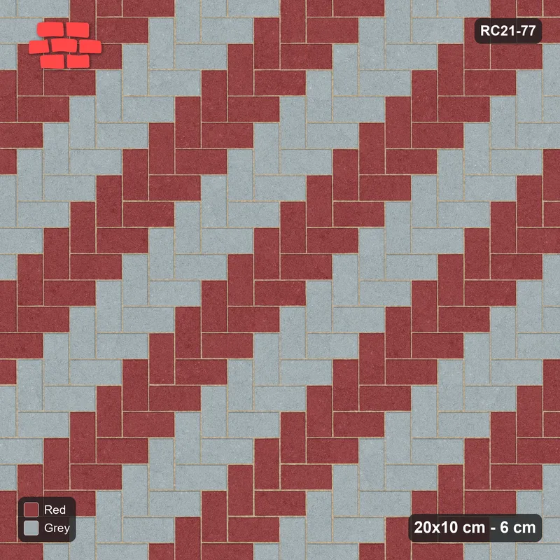 Interlock (Pasco) 20x10 cm · RC21-77 · Herringbone 90, Diagonal Stripes, 25B Kerb Frame · Top view