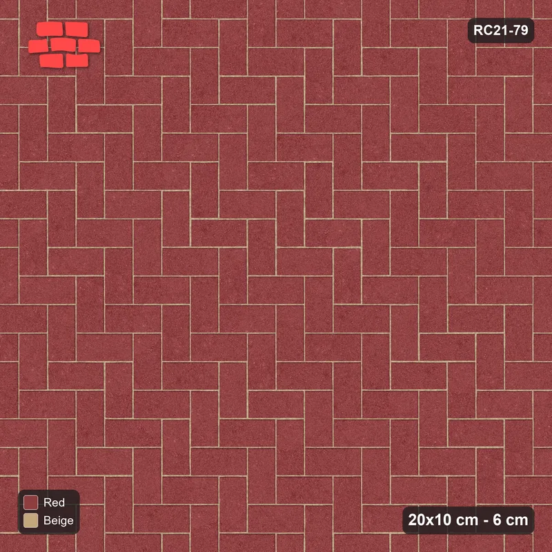Interlock (Pasco) 20x10 cm · RC21-79 · Herringbone 90, 25H Kerb Frame · Top view