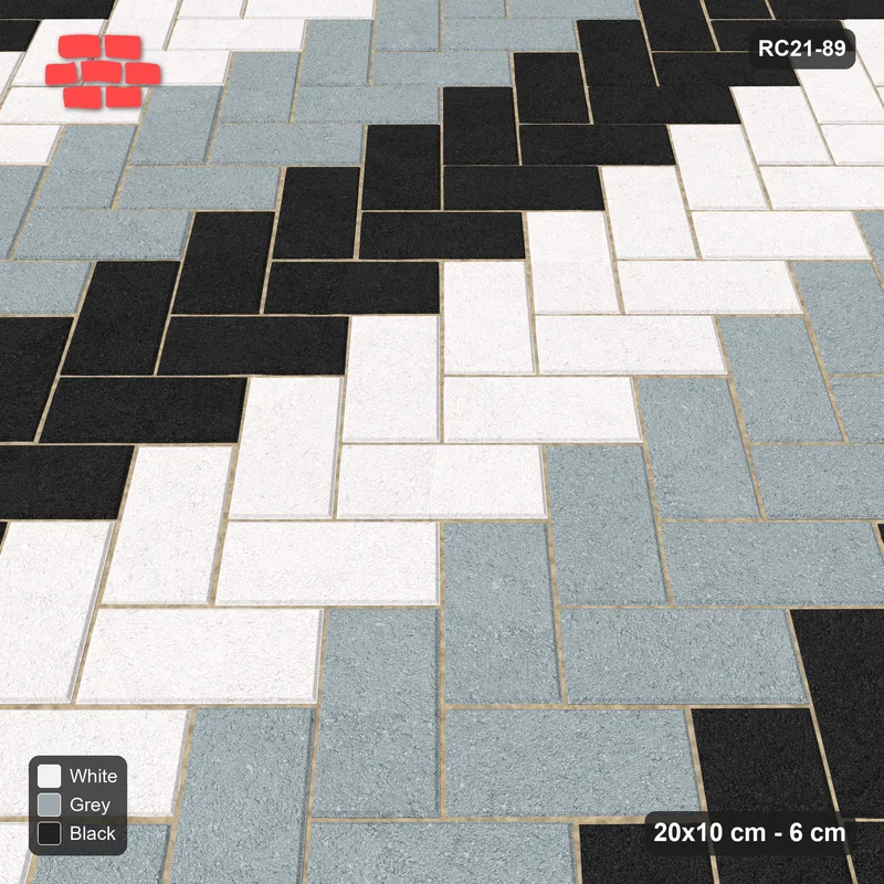 Interlock (Pasco) 20x10 cm · RC21-89 · Herringbone 45, Three-Tone Chevron · Side view