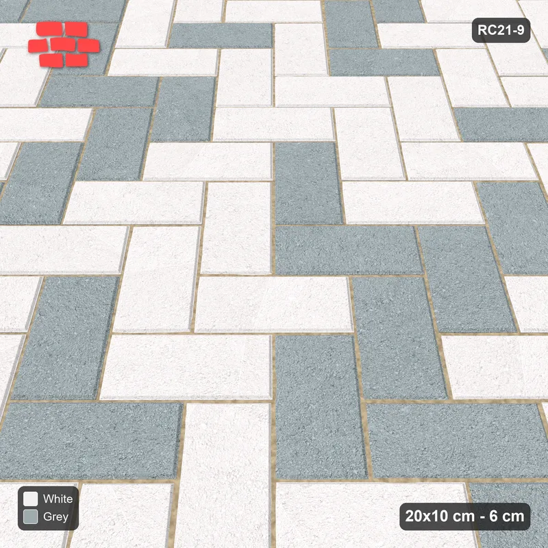 Interlock (Pasco) 20x10 cm · RC21-9 · Herringbone 45 Blend · Side view