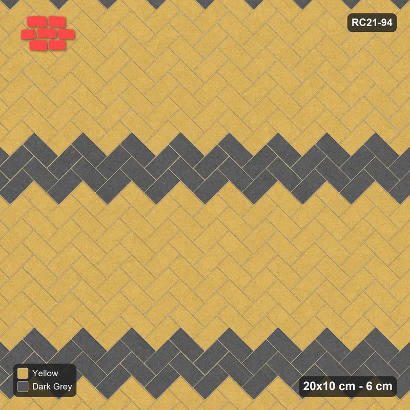 Interlock (Pasco) 20x10 cm · RC21-94 · Herringbone 45, Accent Chevron Bands · Top view