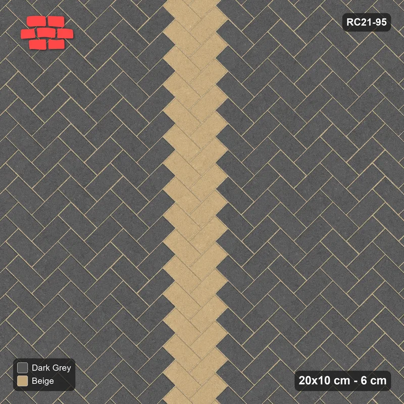Interlock (Pasco) 20x10 cm · RC21-95 · Herringbone 45, Accent Chevron Bands · Top view
