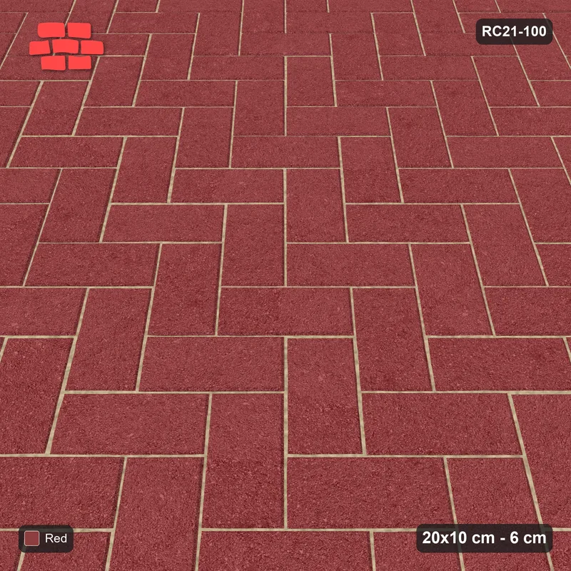 Interlock (Pasco) 20x10 cm · RC21T8-100 · Terracotta Soft-Blend Herringbone 45 · Side view Interlock (Pasco) 20x10 cm · RC21T8-100 · Terracotta Soft-Blend Herringbone 45 · Side view