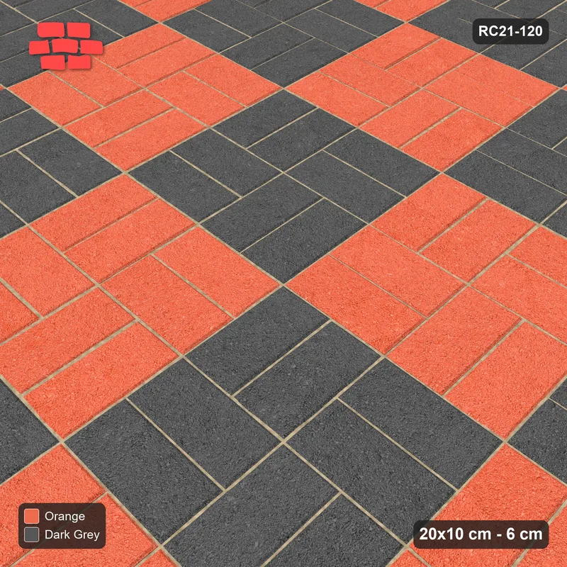 Interlock (Pasco) 20x10 cm · RC21T8-120 · Earth Brown Running Bond Half · Side view Interlock (Pasco) 20x10 cm · RC21T8-120 · Earth Brown Running Bond Half · Side view