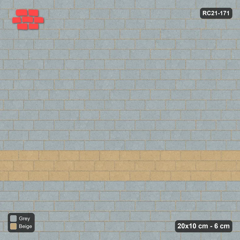 Interlock (Pasco) 20x10 cm · RC21T8-171 · Warm Grey Basketweave Large Checker · Top view Interlock (Pasco) 20x10 cm · RC21T8-171 · Warm Grey Basketweave Large Checker · Top view