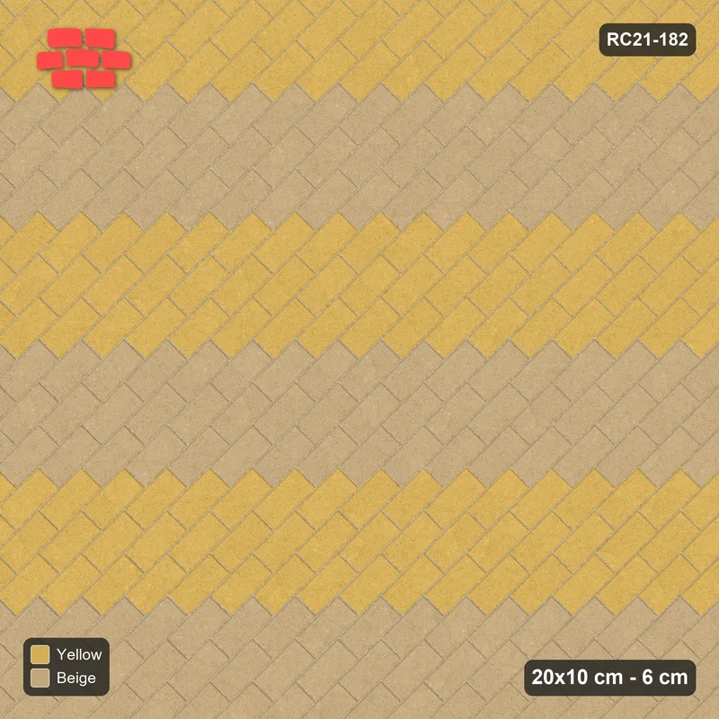 انترلوك (باسكو) 20x10 سم · RC21T8-182 · طوب و رمادي قائم حافة نسيج السلة · منظر علوي انترلوك (باسكو) 20x10 سم · RC21T8-182 · طوب و رمادي قائم حافة نسيج السلة · منظر علوي