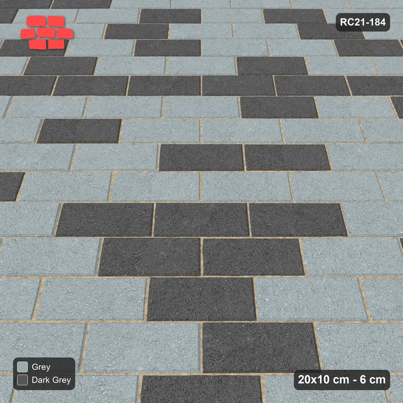 Interlock (Pasco) 20x10 cm · RC21T8-184 · Brick & Ash Diagonal Basketweave Checker · Side view Interlock (Pasco) 20x10 cm · RC21T8-184 · Brick & Ash Diagonal Basketweave Checker · Side view
