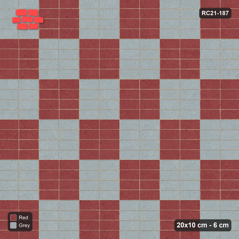 Interlock (Pasco) 20x10 cm · RC21T8-187 · Rust & Charcoal Diagonal Basketweave Checker · Top view Interlock (Pasco) 20x10 cm · RC21T8-187 · Rust & Charcoal Diagonal Basketweave Checker · Top view