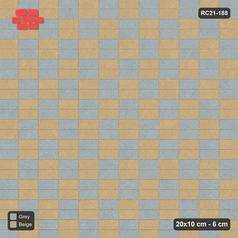 Interlock (Pasco) 20x10 cm · RC21T8-188 · Ivory & Sand Diagonal Basketweave Checker · Top view Interlock (Pasco) 20x10 cm · RC21T8-188 · Ivory & Sand Diagonal Basketweave Checker · Top view