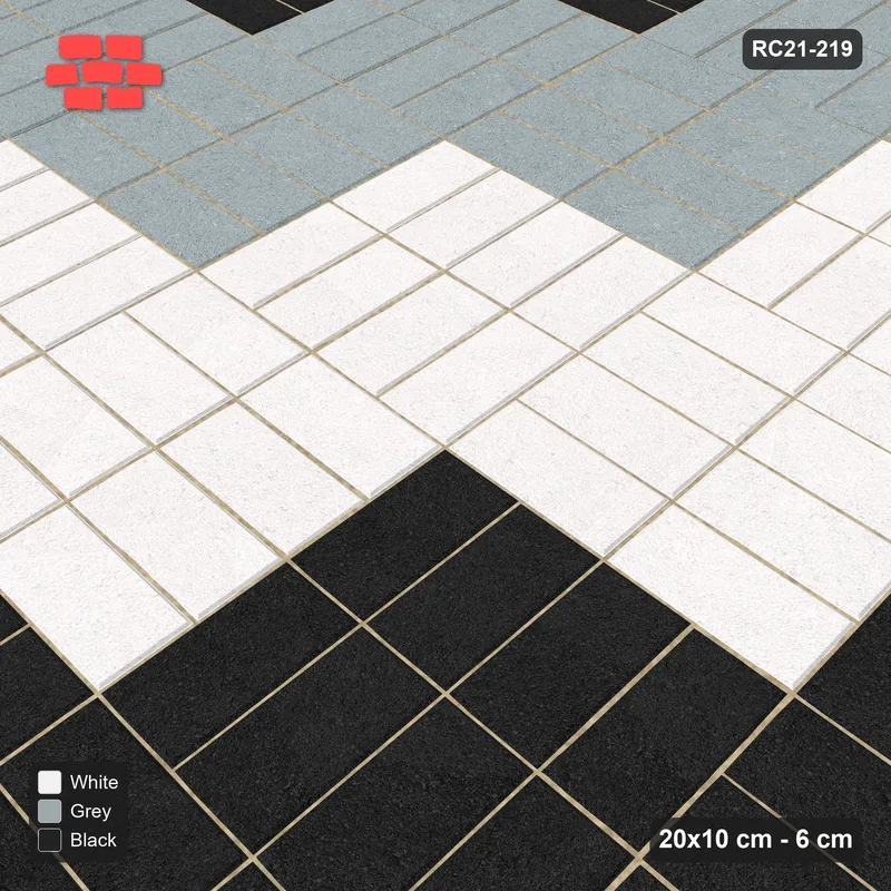 Interlock (Pasco) 20x10 cm · RC21T8-219 · Brick & Ash 40 cm Panel Checker · Side view Interlock (Pasco) 20x10 cm · RC21T8-219 · Brick & Ash 40 cm Panel Checker · Side view