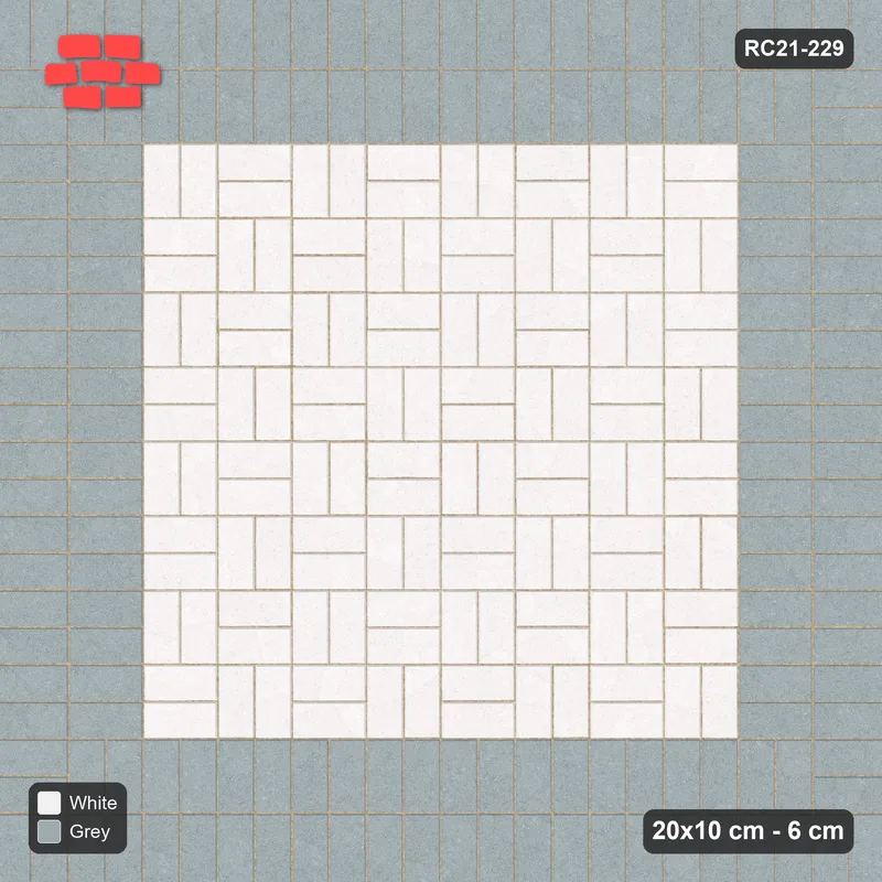 Interlock (Pasco) 20x10 cm · RC21T8-229 · Brick & Ash 40 cm Panel Checker · Top view Interlock (Pasco) 20x10 cm · RC21T8-229 · Brick & Ash 40 cm Panel Checker · Top view