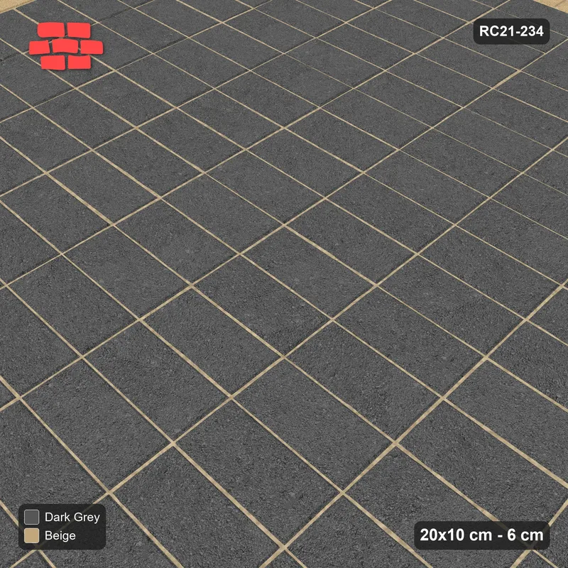 Interlock (Pasco) 20x10 cm · RC21T8-234 · Sandstone Stretcher Border Panel Field · Side view Interlock (Pasco) 20x10 cm · RC21T8-234 · Sandstone Stretcher Border Panel Field · Side view