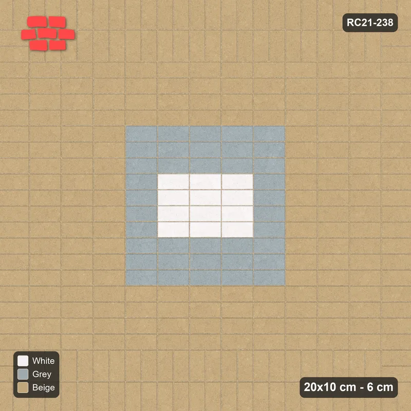 Interlock (Pasco) 20x10 cm · RC21T8-238 · Ivory & Sand Soldier Border Panel Field · Top view Interlock (Pasco) 20x10 cm · RC21T8-238 · Ivory & Sand Soldier Border Panel Field · Top view