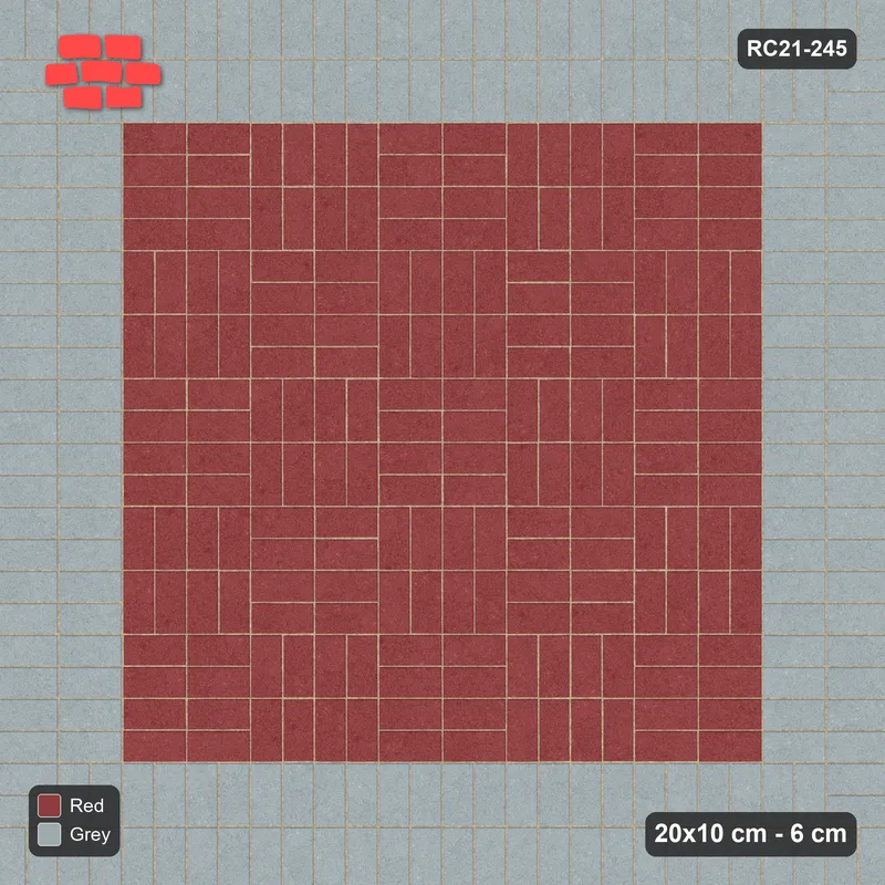 Interlock (Pasco) 20x10 cm · RC21T8-245 · Charcoal Edge Lanes Graded Lanes Half Bond · Top view Interlock (Pasco) 20x10 cm · RC21T8-245 · Charcoal Edge Lanes Graded Lanes Half Bond · Top view