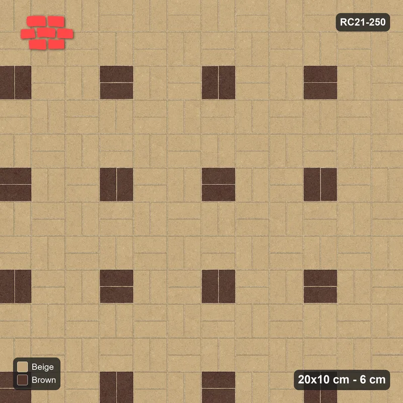 Interlock (Pasco) 20x10 cm · RC21T8-250 · Sandstone Lanes Lanes Quarter Bond · Top view Interlock (Pasco) 20x10 cm · RC21T8-250 · Sandstone Lanes Lanes Quarter Bond · Top view