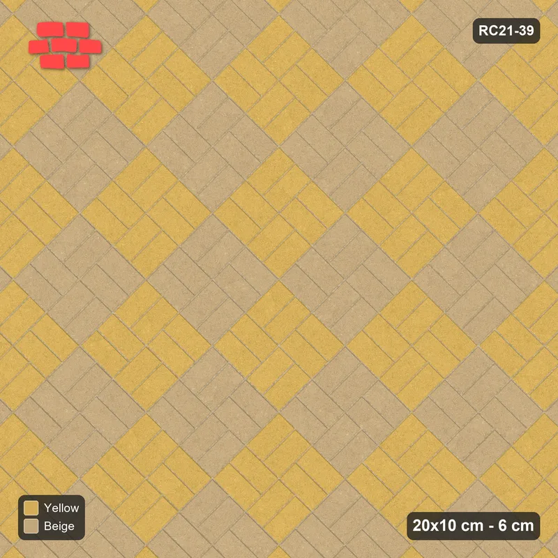 انترلوك (باسكو) 20x10 سم · RC21T8-39 · ساحلي قائم حافة نسيج · منظر علوي انترلوك (باسكو) 20x10 سم · RC21T8-39 · ساحلي قائم حافة نسيج · منظر علوي