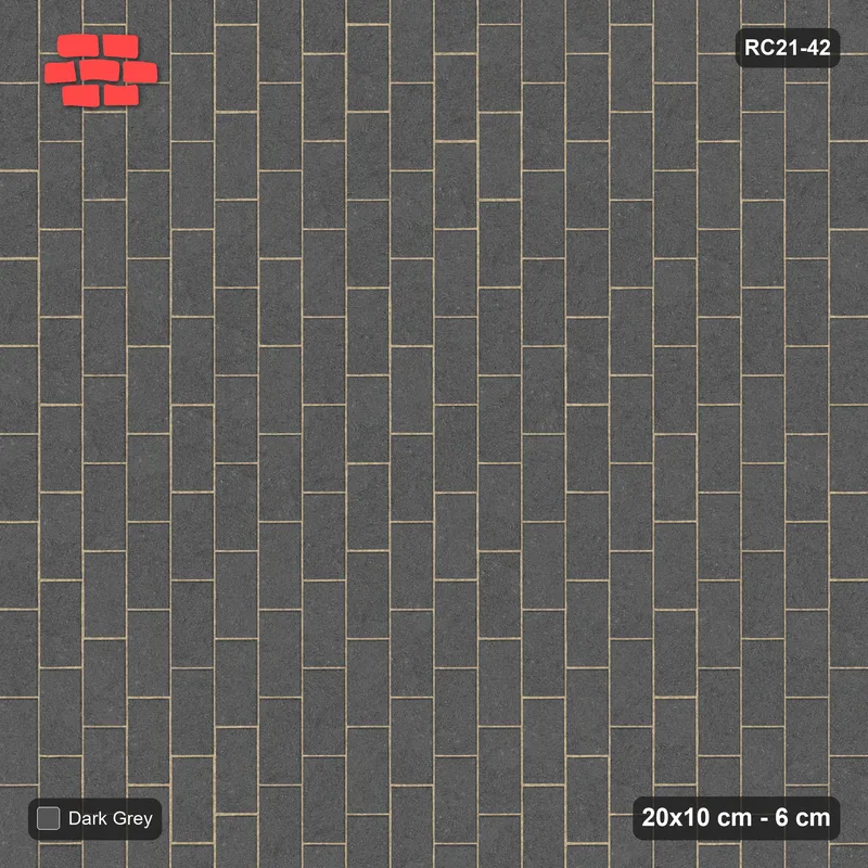 Interlock (Pasco) 20x10 cm · RC21T8-42 · Charcoal Vertical Lanes · Top view Interlock (Pasco) 20x10 cm · RC21T8-42 · Charcoal Vertical Lanes · Top view
