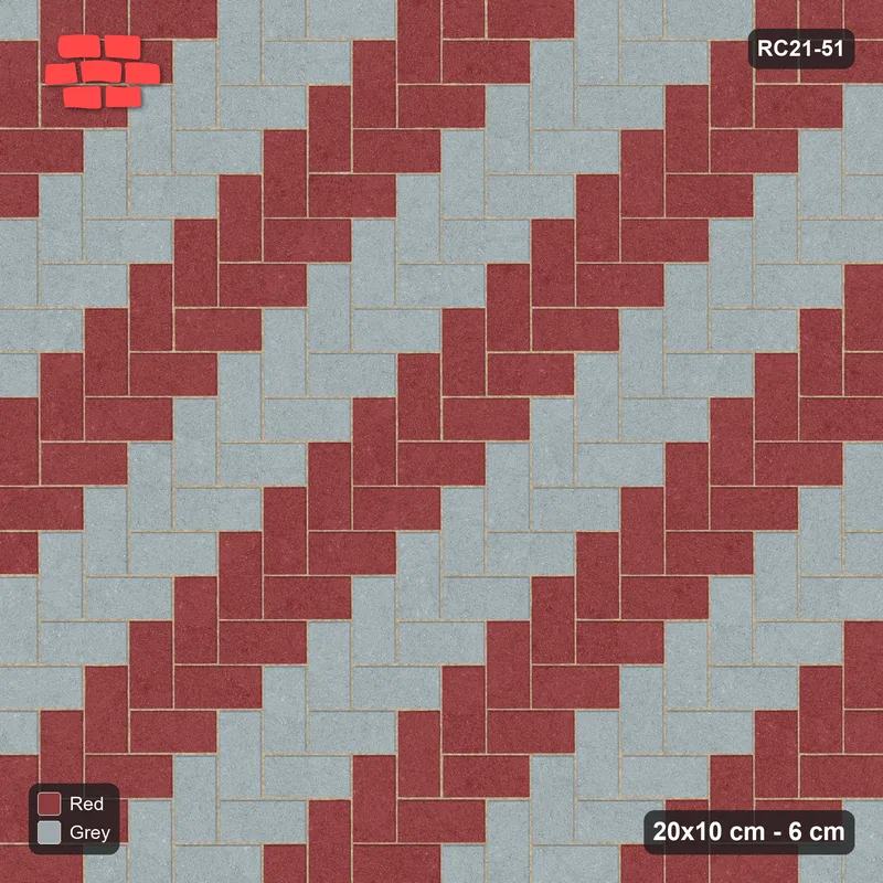 Interlock (Pasco) 20x10 cm · RC21T8-51 · Classic Grey Herringbone 90 Heavy-Duty Field · Top view Interlock (Pasco) 20x10 cm · RC21T8-51 · Classic Grey Herringbone 90 Heavy-Duty Field · Top view