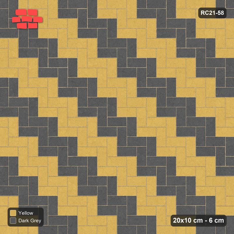 Interlock (Pasco) 20x10 cm · RC21T8-58 · Earth Brown Herringbone 90 Heavy-Duty Field · Top view Interlock (Pasco) 20x10 cm · RC21T8-58 · Earth Brown Herringbone 90 Heavy-Duty Field · Top view