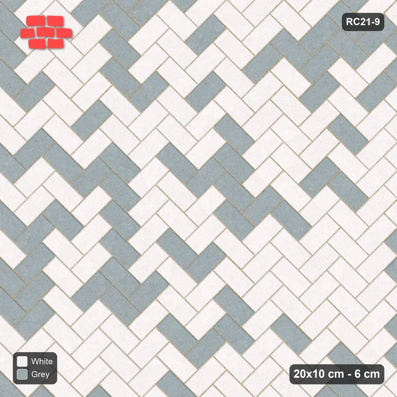 انترلوك (باسكو) 20x10 سم · RC21T8-9 · ربعي رصف داخل إطار بردورة · منظر علوي انترلوك (باسكو) 20x10 سم · RC21T8-9 · ربعي رصف داخل إطار بردورة · منظر علوي