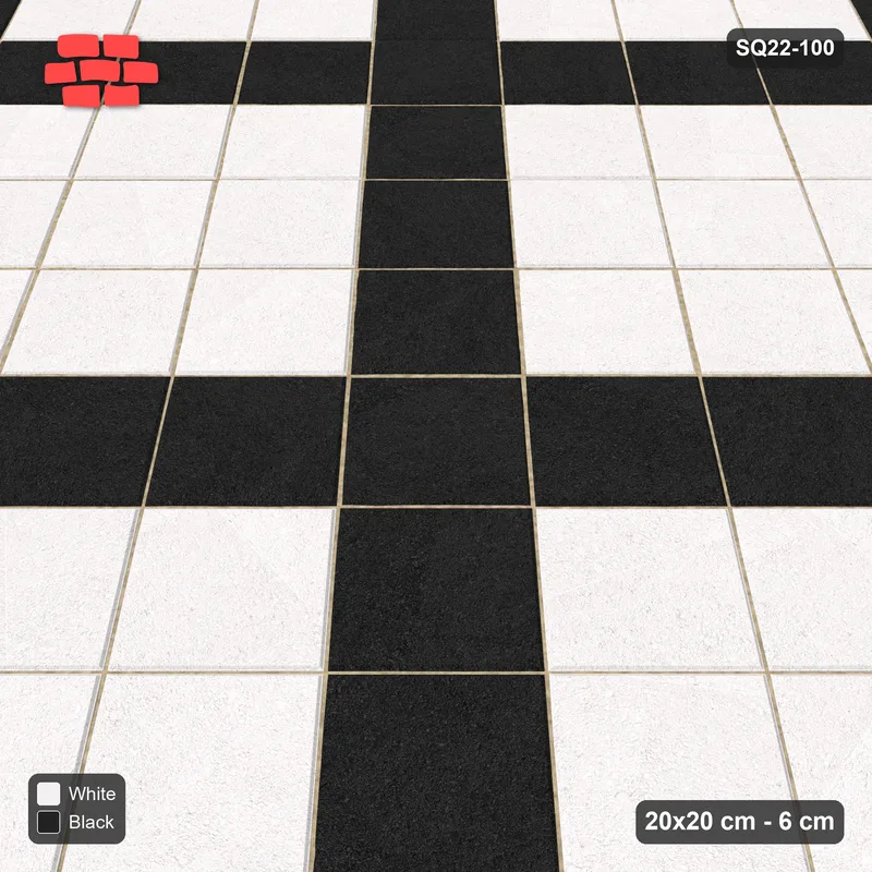 Interlock (Pasco) 20x20 cm · SQ22-100 · Diagonal Plaza Grid · Side view