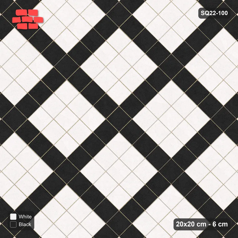 Interlock (Pasco) 20x20 cm · SQ22-100 · Diagonal Plaza Grid · Top view