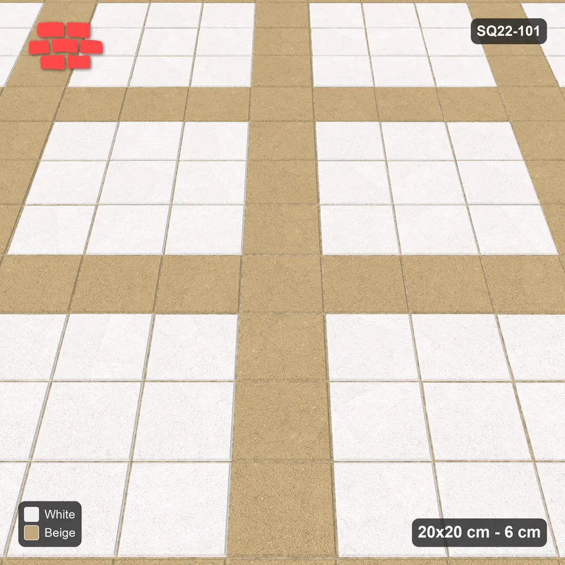 Interlock (Pasco) 20x20 cm · SQ22-101 · Diagonal Plaza Grid · Side view
