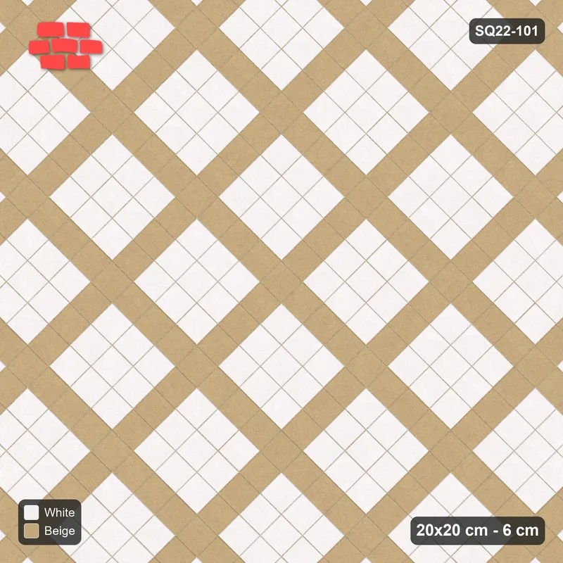 Interlock (Pasco) 20x20 cm · SQ22-101 · Diagonal Plaza Grid · Top view
