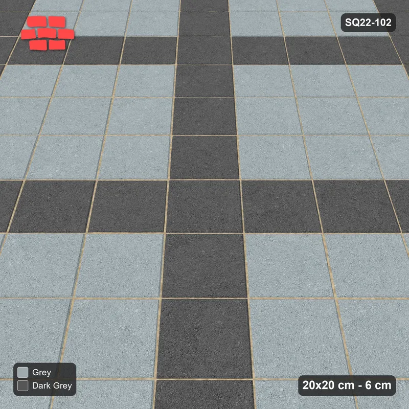 Interlock (Pasco) 20x20 cm · SQ22-102 · Diagonal Plaza Grid · Side view