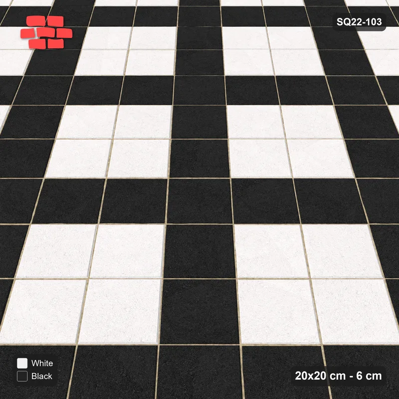 Interlock (Pasco) 20x20 cm · SQ22-103 · Diagonal Plaza Grid, Tight · Side view