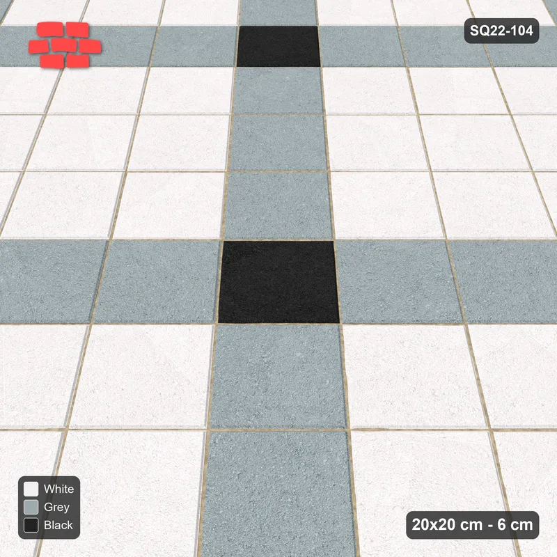 Interlock (Pasco) 20x20 cm · SQ22-104 · Diagonal Grid Corner Accents · Side view
