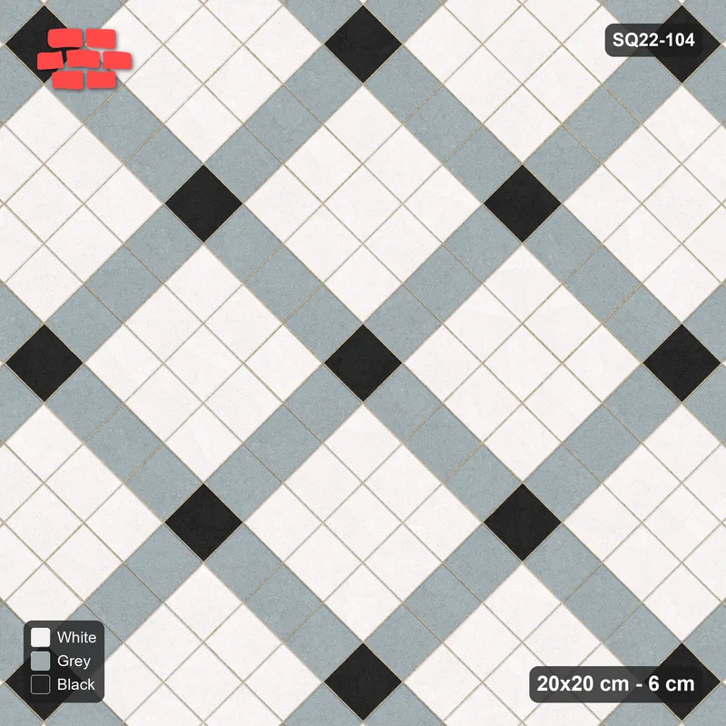 Interlock (Pasco) 20x20 cm · SQ22-104 · Diagonal Grid Corner Accents · Top view